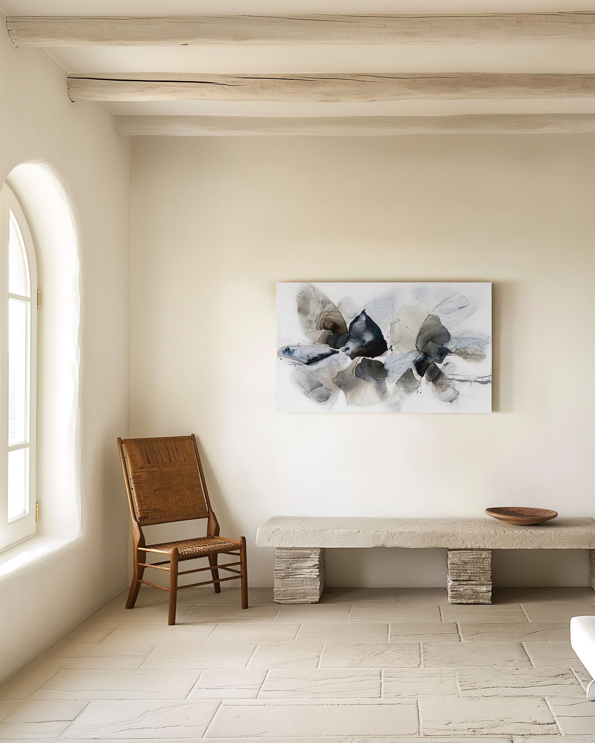 Organic Abstract painting in natural rustic room by Amica